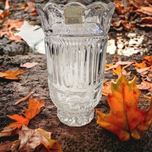 Crystal Vase Made In Poland Fifth Avenue Crystal LTD Scalloped Rim Footed Decor